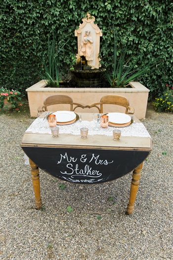 Bride and groom table at Brander Vinyard wedding reception