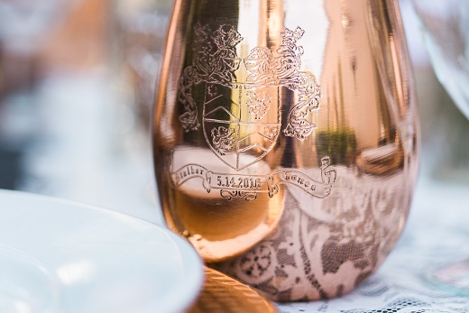 Copper cups for wedding reception favors