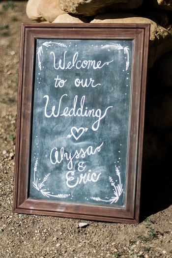 chalkboard for outdoor vinyard wedding ceremony