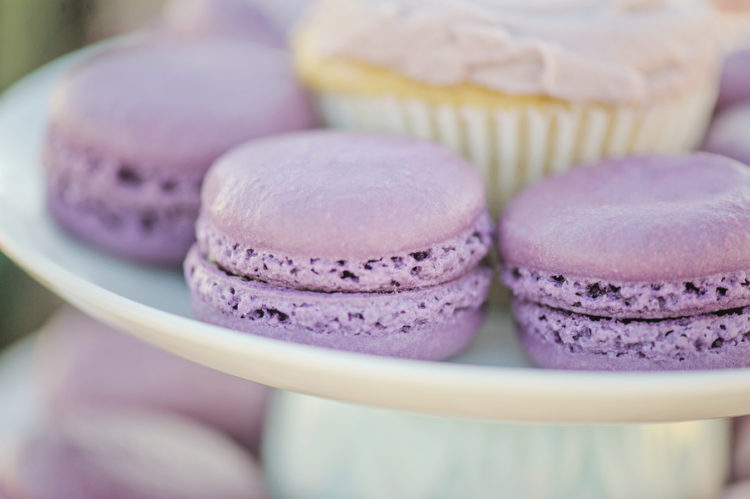 closeup of lavender macaroons
