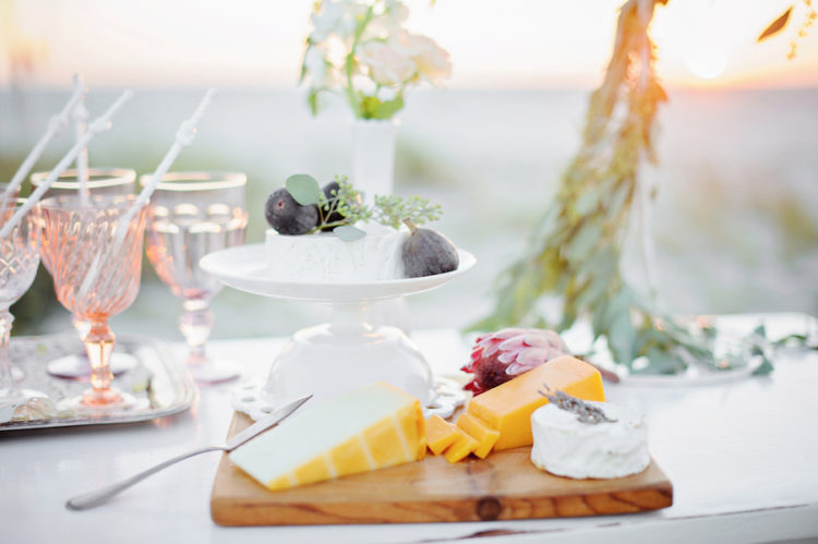 cheese board with lavender sprig