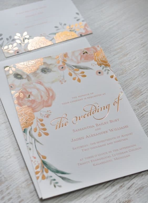 Whimsical Rose – Foil Invitation by Invitations by dawn