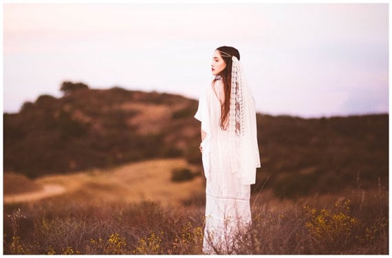 Gypsy-Inspired Bridal Veil with Ivory Laces