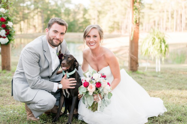 newlyweds with pooch
