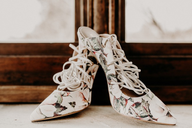 pattern floral bridal heels