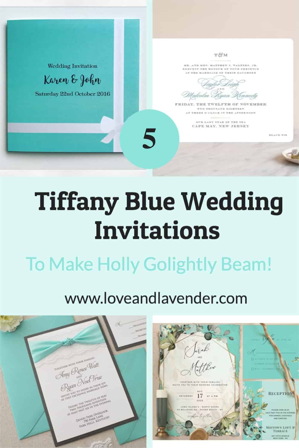 5 Tiffany Blue Wedding Invitations to Make Holly Golightly Beam!
