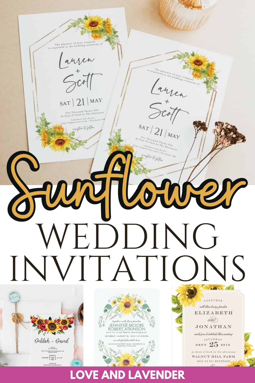 13 Sunflower Wedding Invitations to Brighten Your Big Day