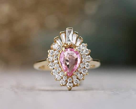 Pear Shaped Pink Sapphire Engagement Ring