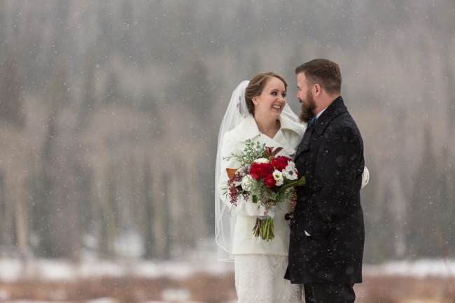 portrait of newlyweds outdoors
