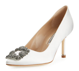 Manolo Blahnik Wedding Shoes Stylin On Your Day White Manolo Blahnik Hangisi Pump 3 Inch Heel
