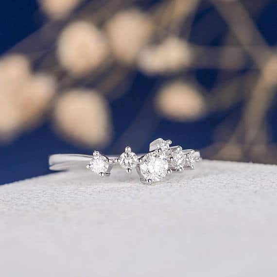 Diamond Twig Ring White Gold Diamond Cluster Ring Unique Wedding Band