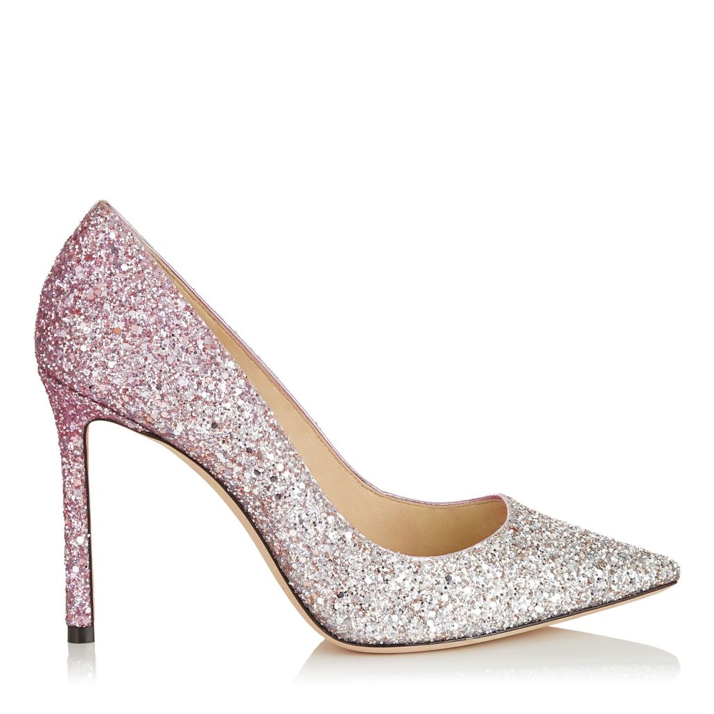 14 Jimmy Choo Wedding Shoes Sy Style Platinum And Flamingo Ice Glitter Dégradé Fabric Pointy Toe Pumps Jimmy Choo