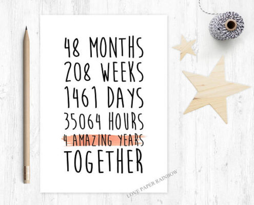4th wedding anniversary card