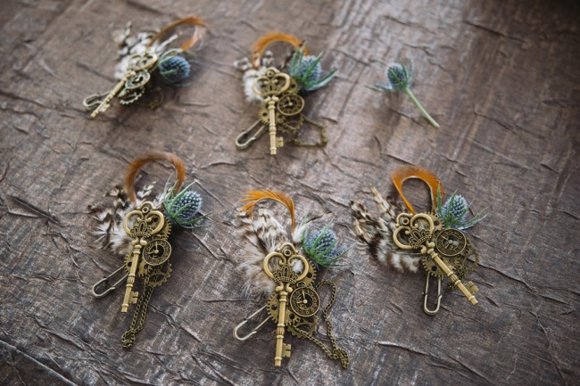 cogs and key steampunk boutonniere