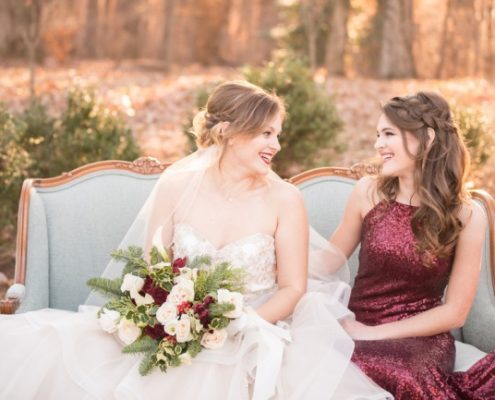 styled girls on vintage outdoor couch