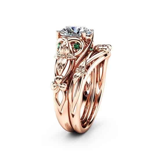 Moissanite Shamrock Celtic Knot Engagement Ring