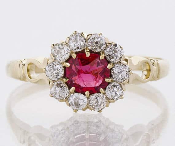 Gemstone Engagement Rings Top 5 Vintage Unique Colorful Antique Ring Victorian 14k Yellow Gold Ruby Diamond Cer