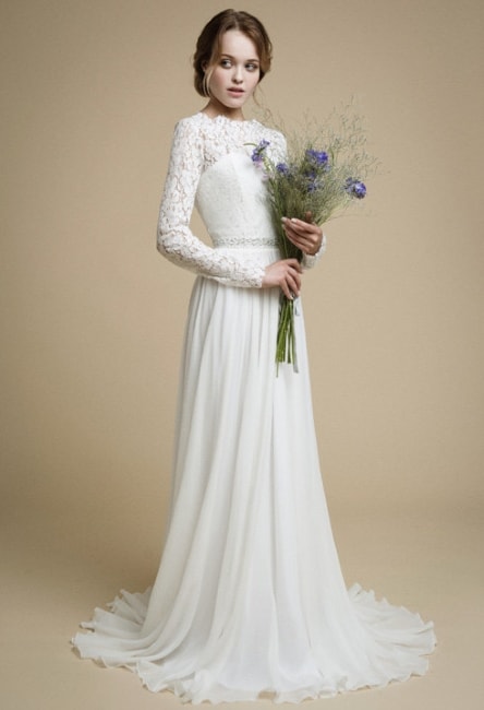 long sleeve lace winter wedding dress