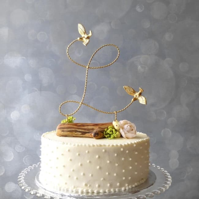 Lovebirds 50th Anniversary Wedding Cake Top Topper 