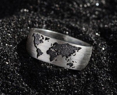 925 Sterling Silver solid lightweight fingerprint design ring wedding band
