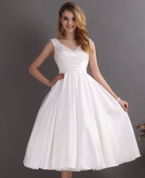 cheap tea length wedding dresses