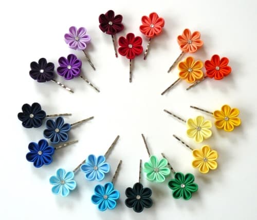 Rainbow Bridesmaid Flower Hair Pins