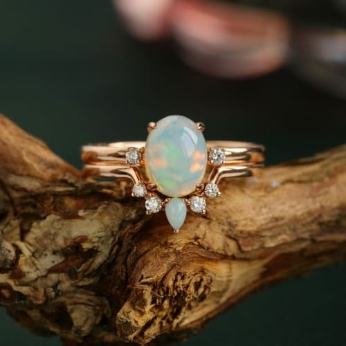 Unique opal gemstone engagement ring