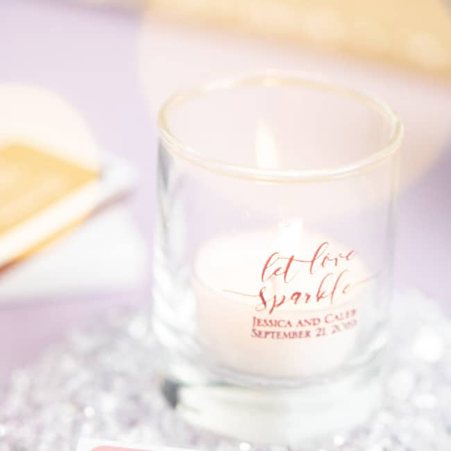 photophore en verre à liqueur avec message personnalisé