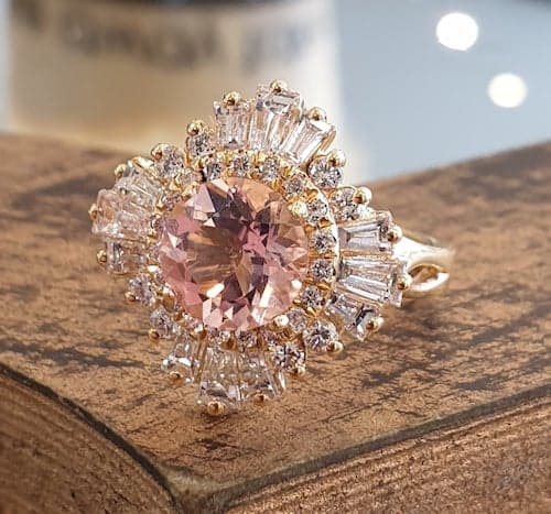 vintage pink morganite forlovelsesring