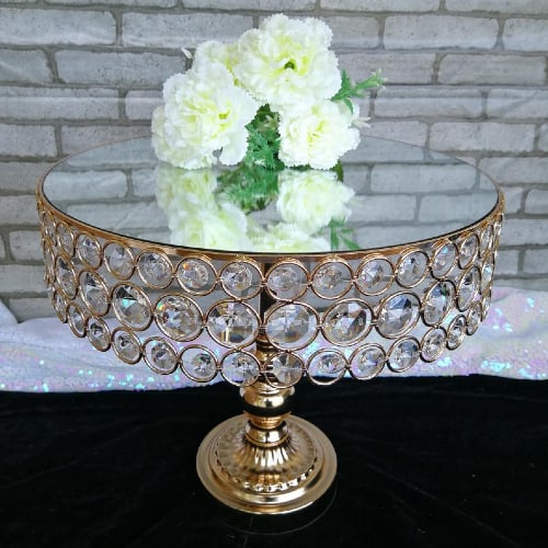 Crystal Beaded with Mirror Plated Cake stand
