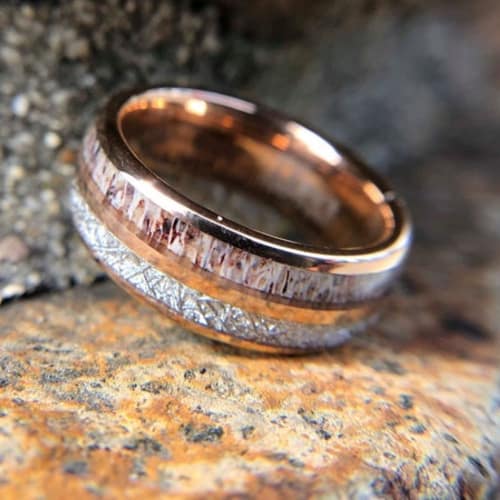 Tungsten, Deer Antler, & Meteorite Ring