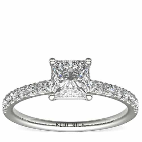 French Pavé Diamond Engagement Ring 