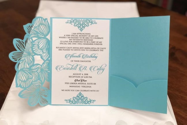 Tiffany Blue Laser Cut Invite