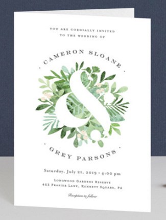 leafy ampersand wedding invite