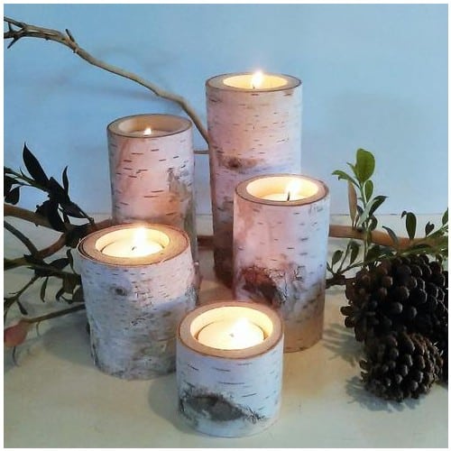 Birch candle holders