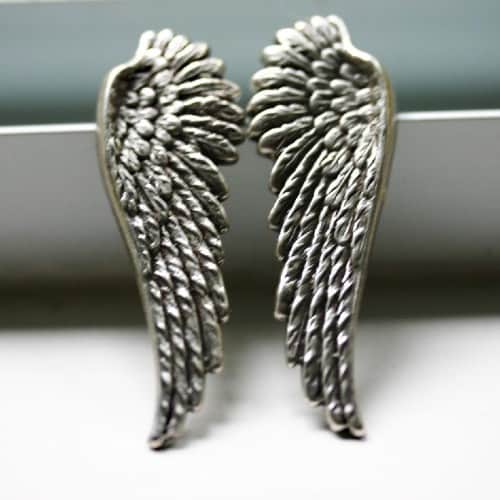 Серебряные серьги с крыльями ангела - гвоздики