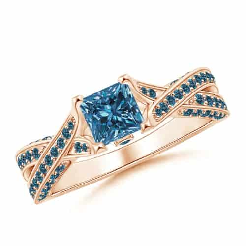 princess cut blue diamond ring