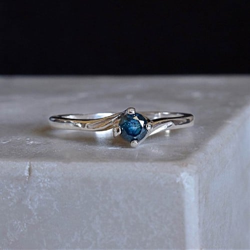 petite blue diamond ring
