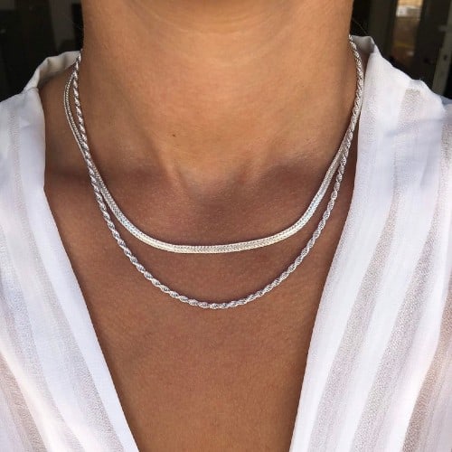 Silver Chain Layering Necklaces