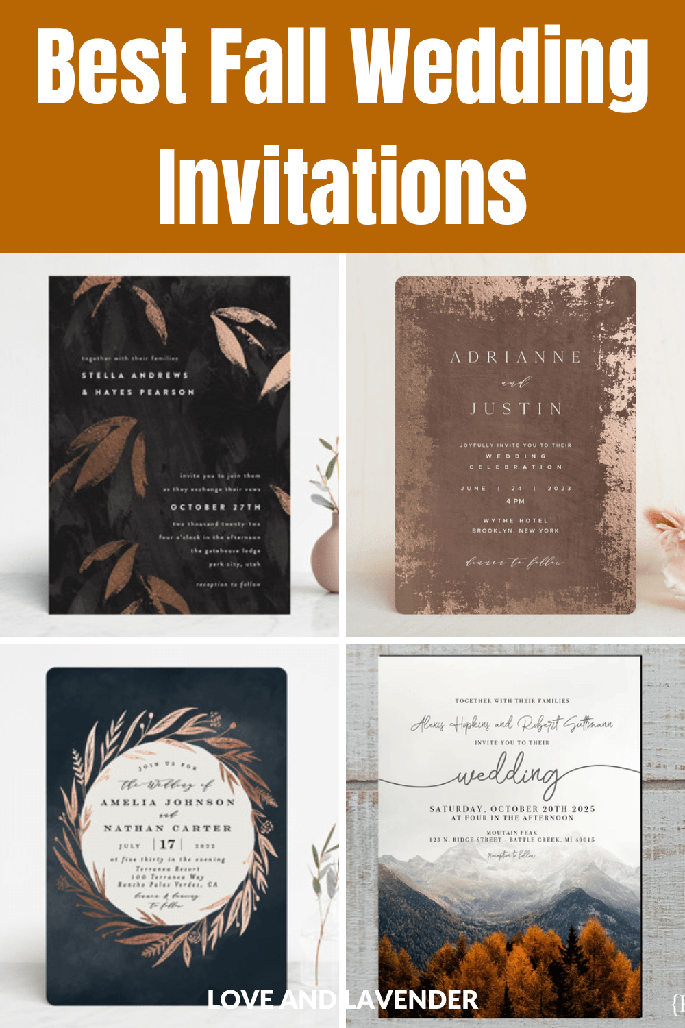 15 Cozy Fall Wedding Invitations For  Every Style
