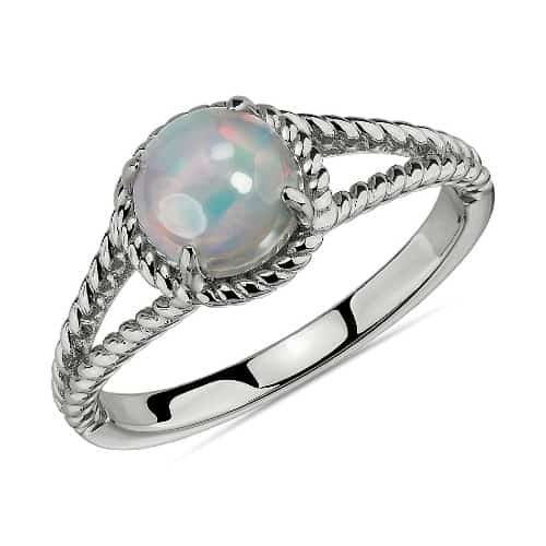 Opal and Diamond Twisted Vine Ring