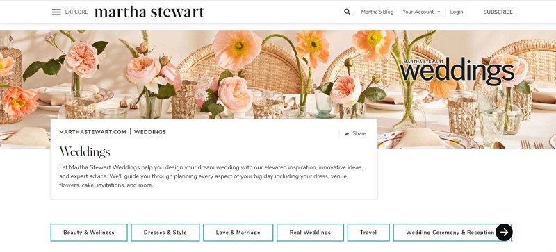 martha stewart weddings home page
