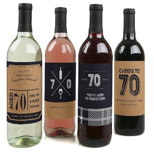 Personalized 70th Birthday Wine Labels
