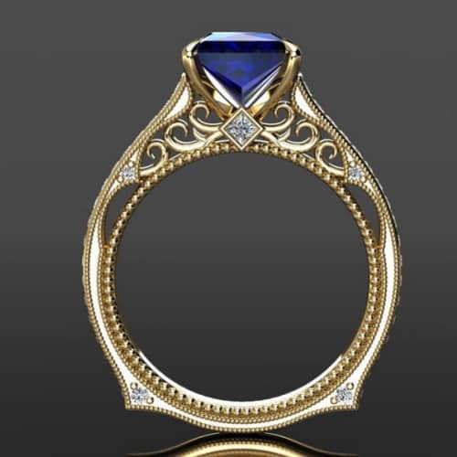 Princess Cut Blue Sapphire Engagement Ring