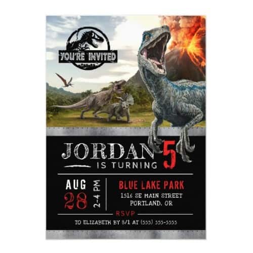 boy chased by dinosaurs Jurassic invitation Dinosaur Running Invitation 