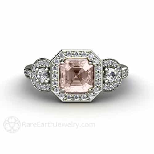 Asscher Cut Pink Morganite Ring