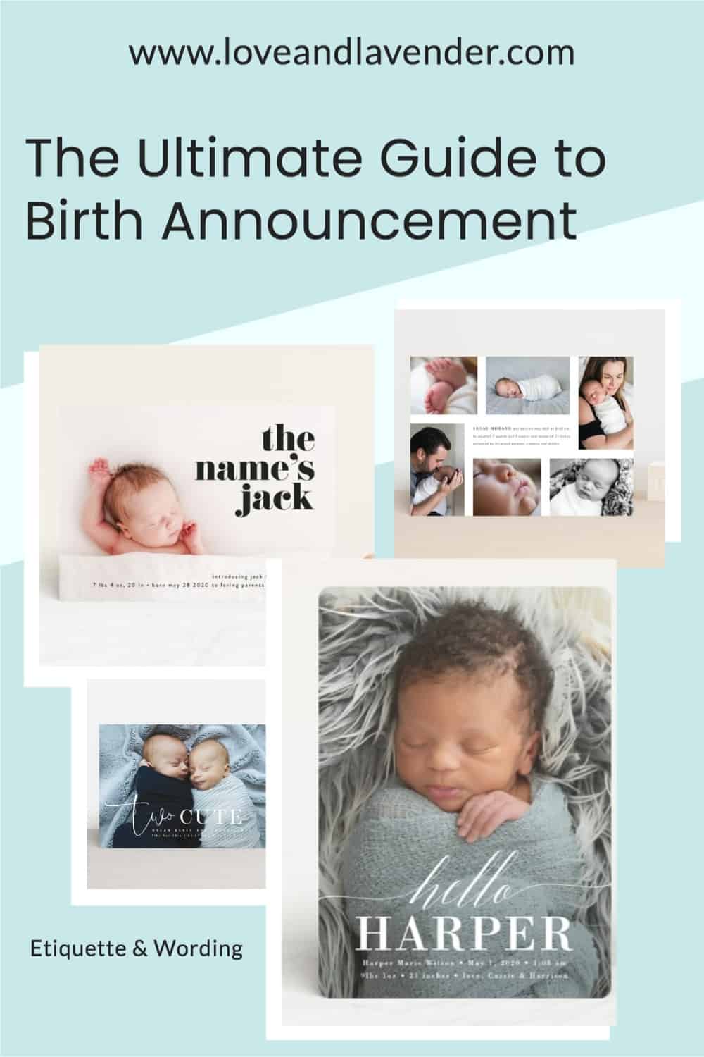 pinterest pin - birth announcement wording and etiquette