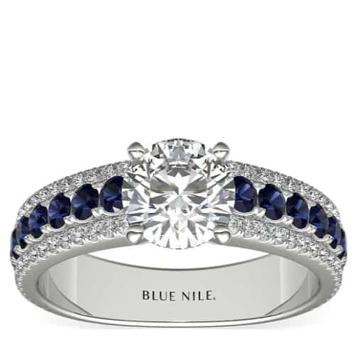 Three Row Sapphire and Diamond  ring