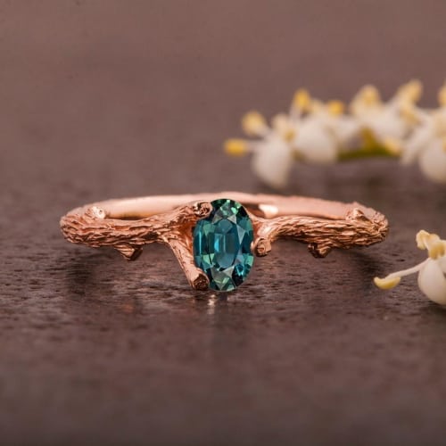 twig teal sapphire ring