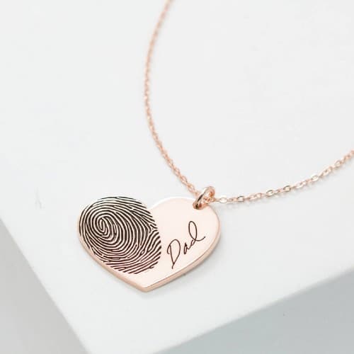 Heart-shaped Fingerprint Handwriting Necklace